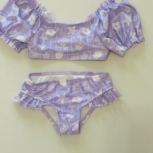 Wonder Nation Lavender Swimwear with Seashell Pattern 3T